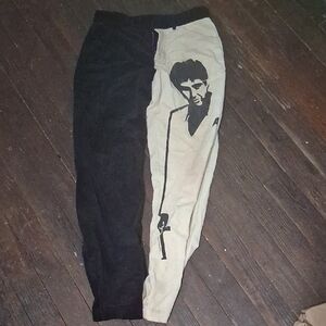 Men's Black and Cream Scarface Graphic Pants